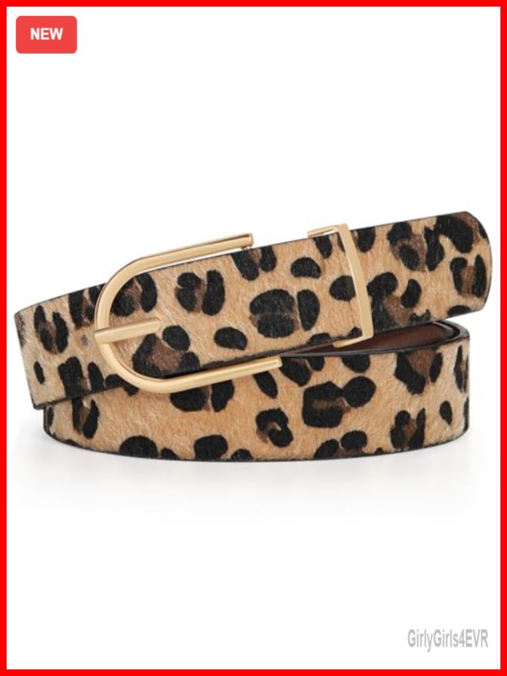 Women Faux Leather Chic Belt with Gold Curved Pin Buckle for Jeans Pants Dresses
